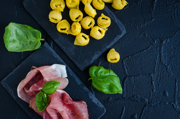Freshly prepared Italian tortellini
