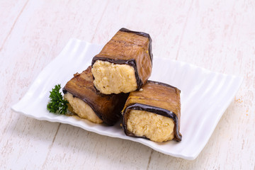 Eggplant with cheese roll