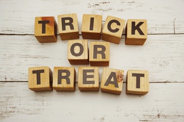 trick or treat letters halloween lettering on wooden background