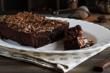 Chocolate pound cake with chocolate icing and chocolate chips