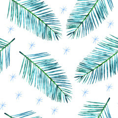 Merry christmas pattern with branch  and snowflakes illustration