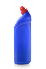 Bottle of detergent on white background