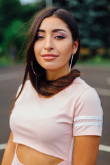 Portrait of a young attractive middle eastern woman with long hair