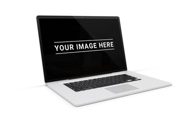 Isolated modern laptop with shadow side view 3d rendering