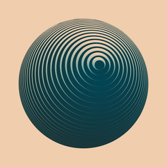 hypnotic sphere with concentric waves in dark blue ivory