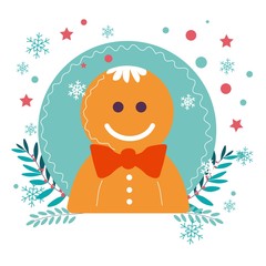 Gingerbread man cookie, Christmas winter holiday character symbol