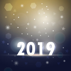 2019 Happy New Yaer with glitter on party night background