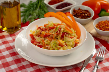cabbage and bell pepper salad, light healthy food, proper nutrition, healthy lifestyle