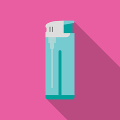 Gas lighter flat icon with long shadow isolated on pink background. Simple Lighter in flat style, vector illustration.