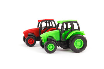 Toy tractor isolated on white