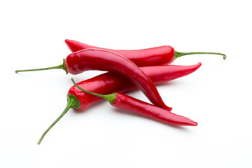 Red chilli pepper isolated on a white background.