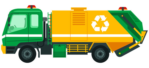 Garbage truck take the trash  to be recycled