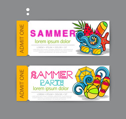 Vector doodles hand-drawn on a summer theme. Abstract elements for design parties, entrance tickets, advertising, discount, promotion,