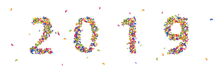 2019 colorful confetti banner