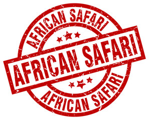 african safari round red grunge stamp