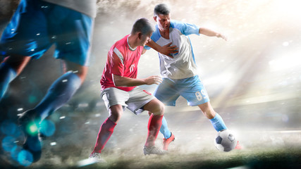 Plakat Soccer players in action on the grand stadium background panorama