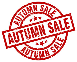 autumn sale round red grunge stamp