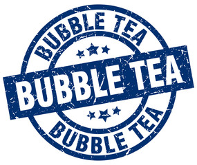 bubble tea blue round grunge stamp