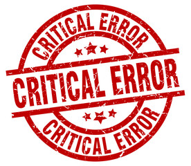 critical error round red grunge stamp
