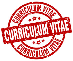 curriculum vitae round red grunge stamp