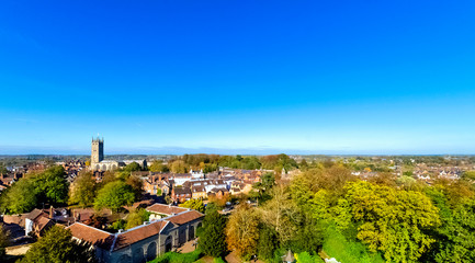 Aerial view of Warwick, Warwickshire, United Kingdom