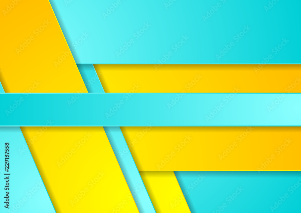 Wall mural bright cyan and yellow abstract corporate background