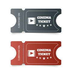 Tickets isolated on white background. Realistic front view. Color movie ticket. Vector illustration.