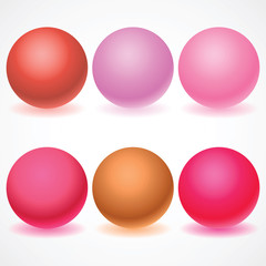 Set of multicolored spheres with shadows