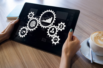 Business process workflow and automation concept on screen.