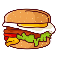 Hamburger with egg and fresh vegetable 