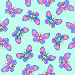 Naklejka na ściany i meble Seamless beautiful butterflies pattern. Vector illustration. EPS10