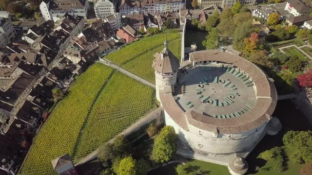 4K Aerial Drone view of Chateau Munot 