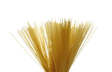 Spaghetti, yellow pasta isolated on white background with clipping path