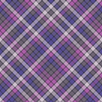 Purple pixel plaid fabric texture seamless pattern
