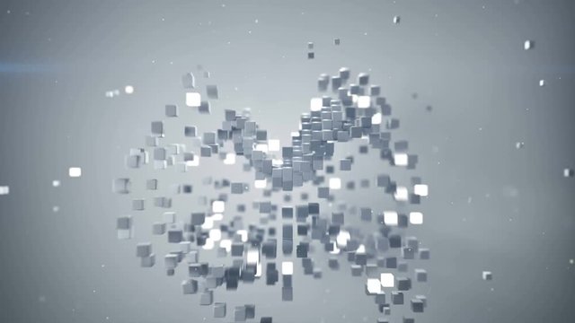 Chaotic bundle of cubes. Cubic shape in free space. Abstract sci-fi concept. Seamless loop 3D render animation 4k UHD 3840x2160
