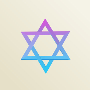 Modern Gradient Star of David. Vector 3D Symbol of Israel