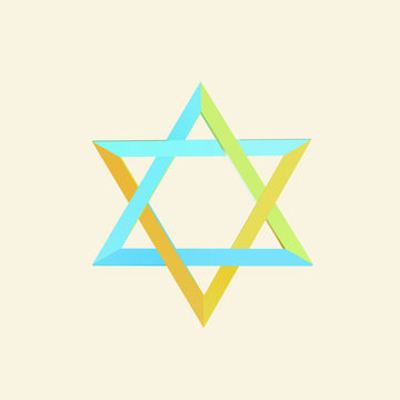 Colorful Star of David. Vector 3D Symbol of Israel Celebration