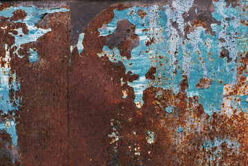 texture of rusty old metal with corrosion and exfoliating paint