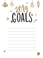 Goals 2019 vector design template with Christmas doodle