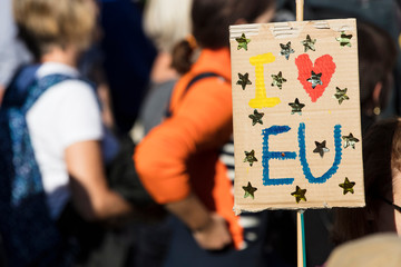 Anti brexit protest supporters march in central London