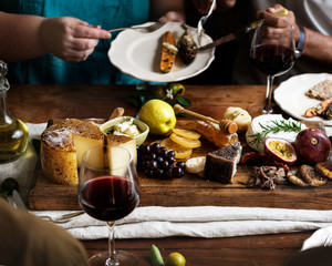 People enjoying a cheese platter food photography recipe idea