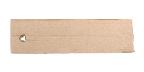Blank cardboard price tag isolated on white background, top view