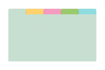 Color dot grid page notebook with tab dividers, vector mock up - obrazy, fototapety, plakaty