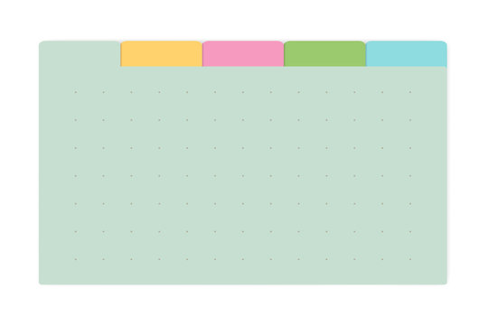Color dot grid page notebook with tab dividers, vector mock up