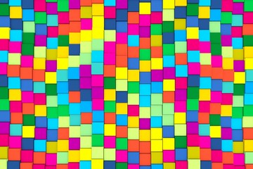 multicolor abstract background with cube and wave 3D illustration