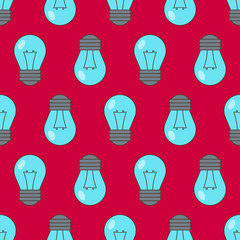 Seamless pattern of light bulbs. Idea symbol. Vector illustration.