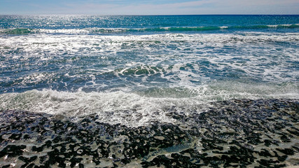 Waves on the rocky shore