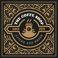 Vector, Coffee Shop label for cafe business