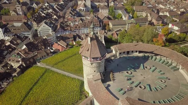 4K Aerial Drone view of Chateau Munot