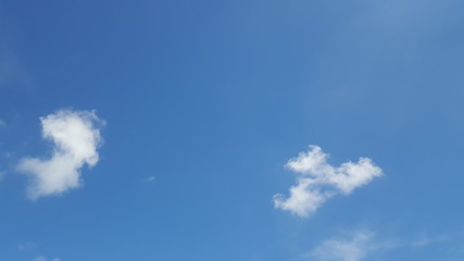 Blue skies with clouds in a clear day, in the morning. 